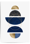 blue gold and white semi circle wall prints