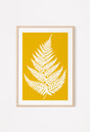 mustard yellow fern botanical print