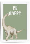 Be Happy Green Dinosaur Print