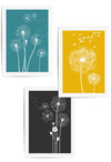 teal, yellow and dark grey dandelion print