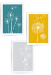 teal and yellow and light grey dandelion print