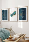 3pc teal and gold bedroom decor ideas