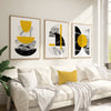 set of 3 mustard yrllow living room prints