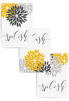 set of 3 yellow and grey bathroom prints