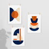 3pc modern orange and navy blue decor