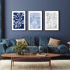 3pc over the sofa prints in blue and grey