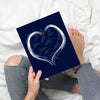 heart leaf print in navy blue