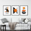 orange and black living room decor