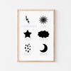 6pc Monochrome Educational Wall Art