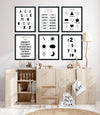 6pc Monochrome Educational Wall Art