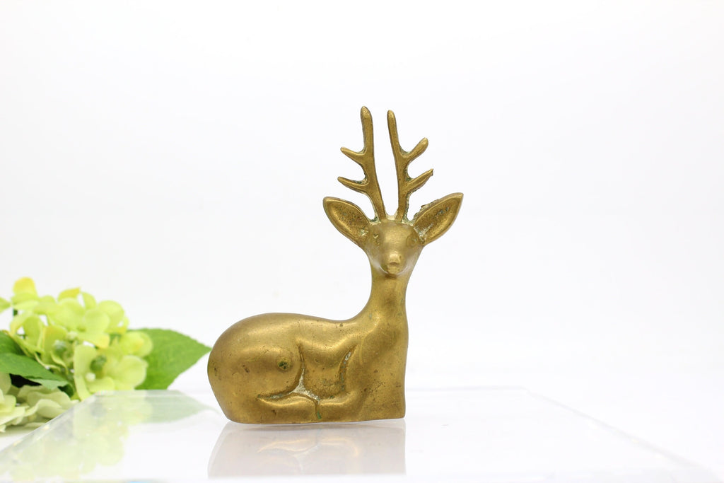 Brass Deer Statue, Christmas Decor Solid Brass Deer, Vintage Brass Deer  Figurine : : Home