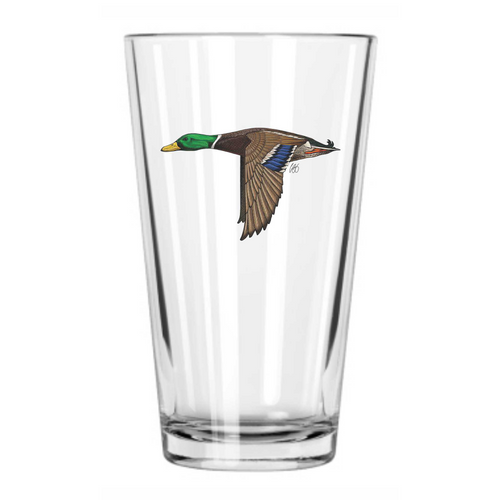 Highball Glasses Etched Mallard Duck Tumbler Drinking Reeds Clouds