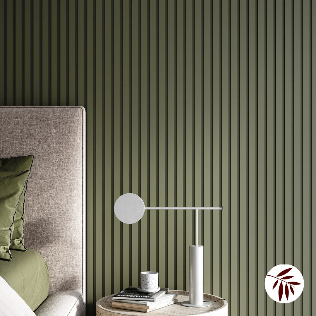 green accent wall panel decor for living room