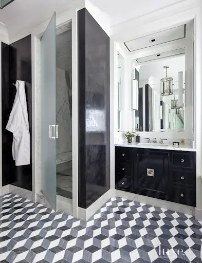 Black and White Bathroom Accent Wall