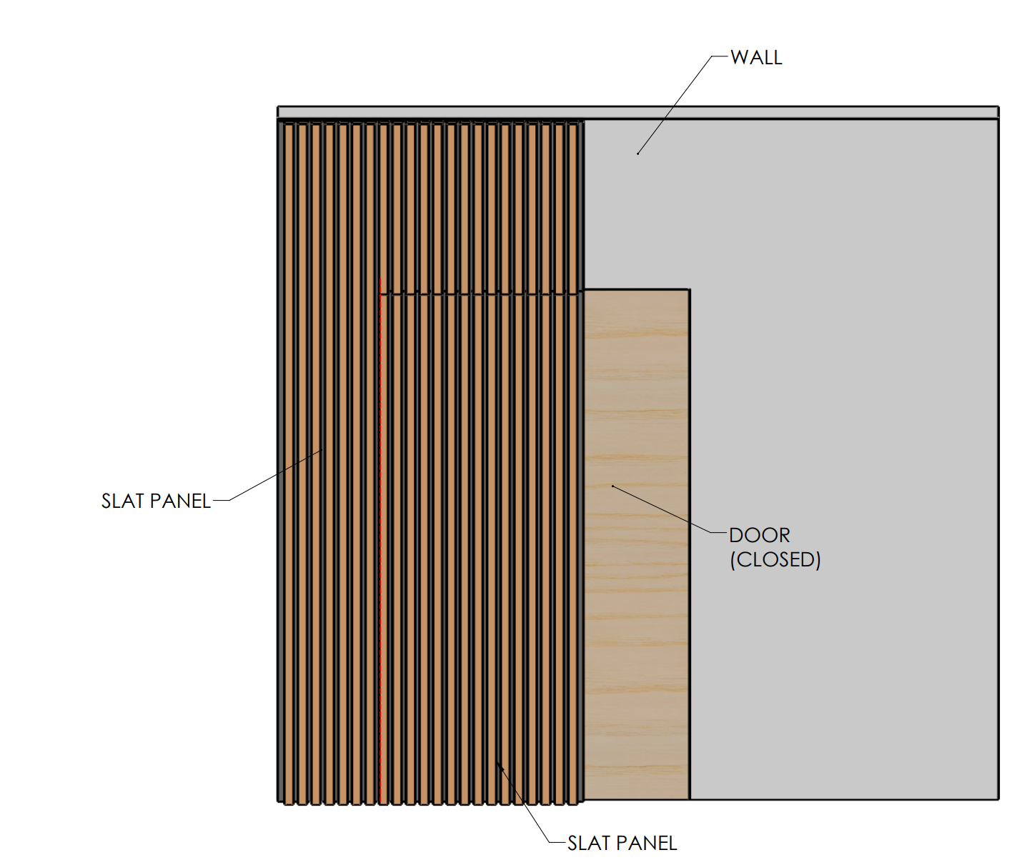 wood slat door installation instructional drawing