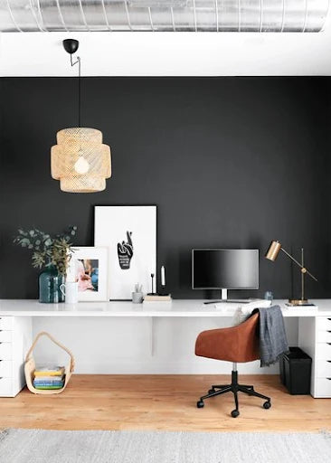 black home office accent wall