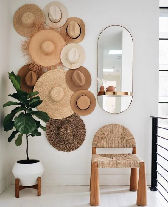 hanging hats in an apartment as decor
