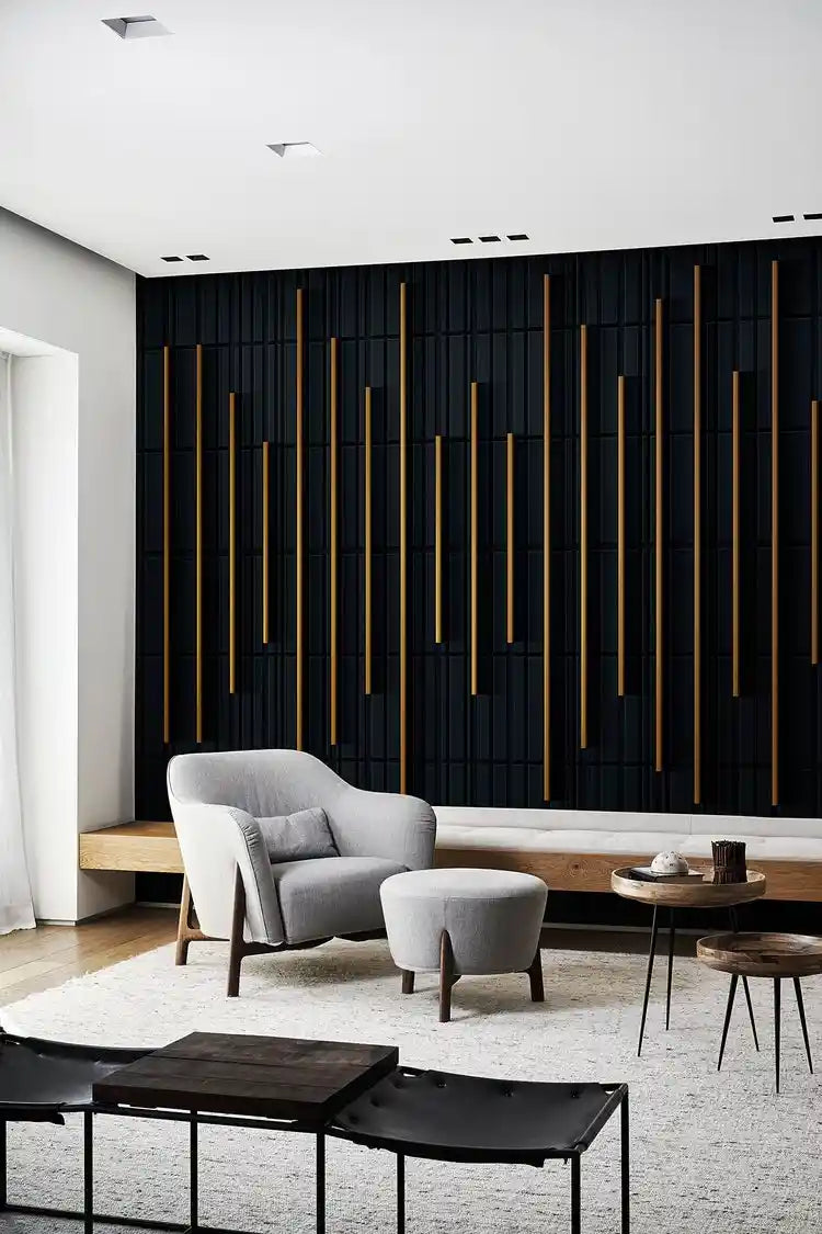 large textured accent wall in a living room