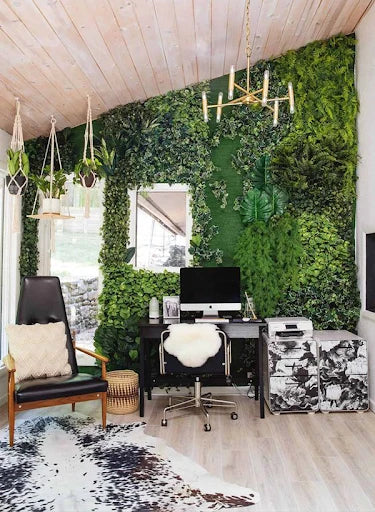 plant wall in a home office