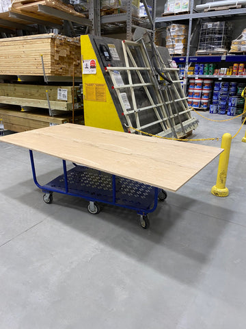 plywood sheet on cart at building materials store