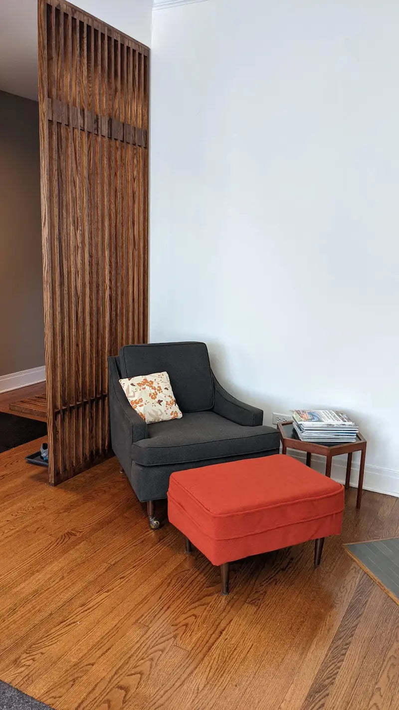 wood slat entryway divider