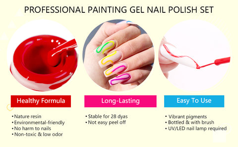 SAVILAND 12-Color Airbrush Gel Nail Polish Kit- Without Dilution Soak Off  Nails Gel Kit 12 Color Fluorescent Airbrush Gel Nail Polish Gel Nail Kit  for