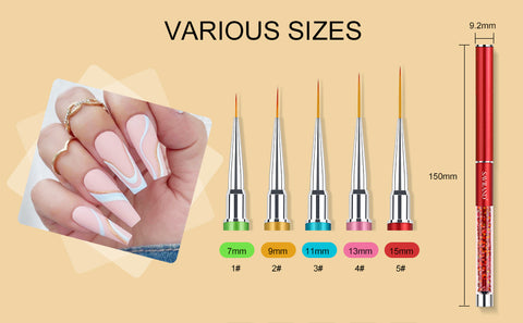 6Pcs Nail Art Liner Brushes Set - Nail Gel Polish Painting Nail Design  Brush Pen