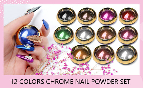 Saviland 55Pcs Chrome Nail Powder Kit - 24 Colors Holographic Metallic  Mirror Effect Gold Red Nail Powder for Builder Nail Gel with Base & Top  Gel, Matte Top, Gel Nail Polish 
