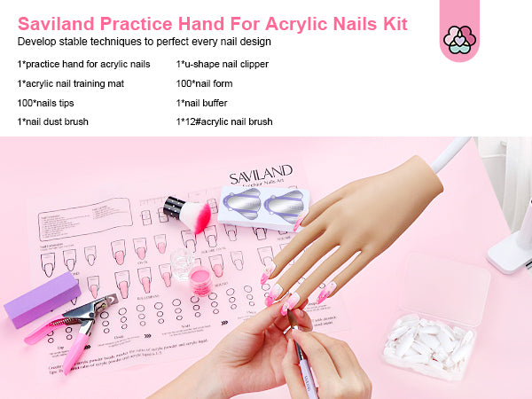 Saviland Silicone Practice Hand for Acrylic Nails, Upgraded