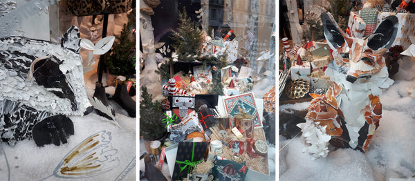 Paper sculptures in Anthropology shop window, Regent Street, London, Jan 2019