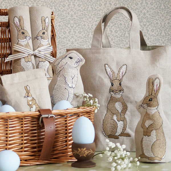 Embroidered rabbit Easter collection by Kate Sproston Design