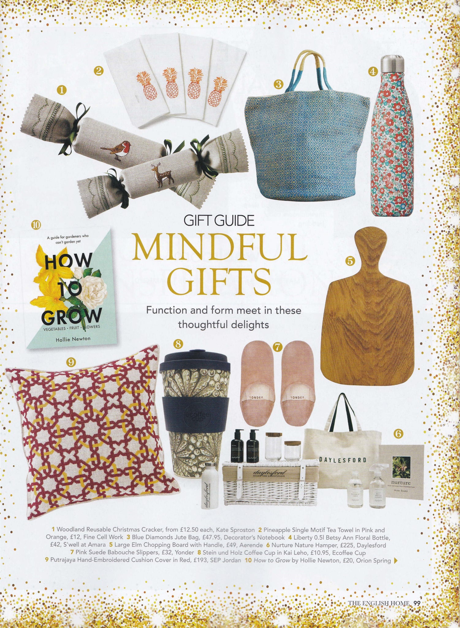 Woodland reusable Christmas crackers by Kate Sproston Design as featured in The English Home Magazine December 2018