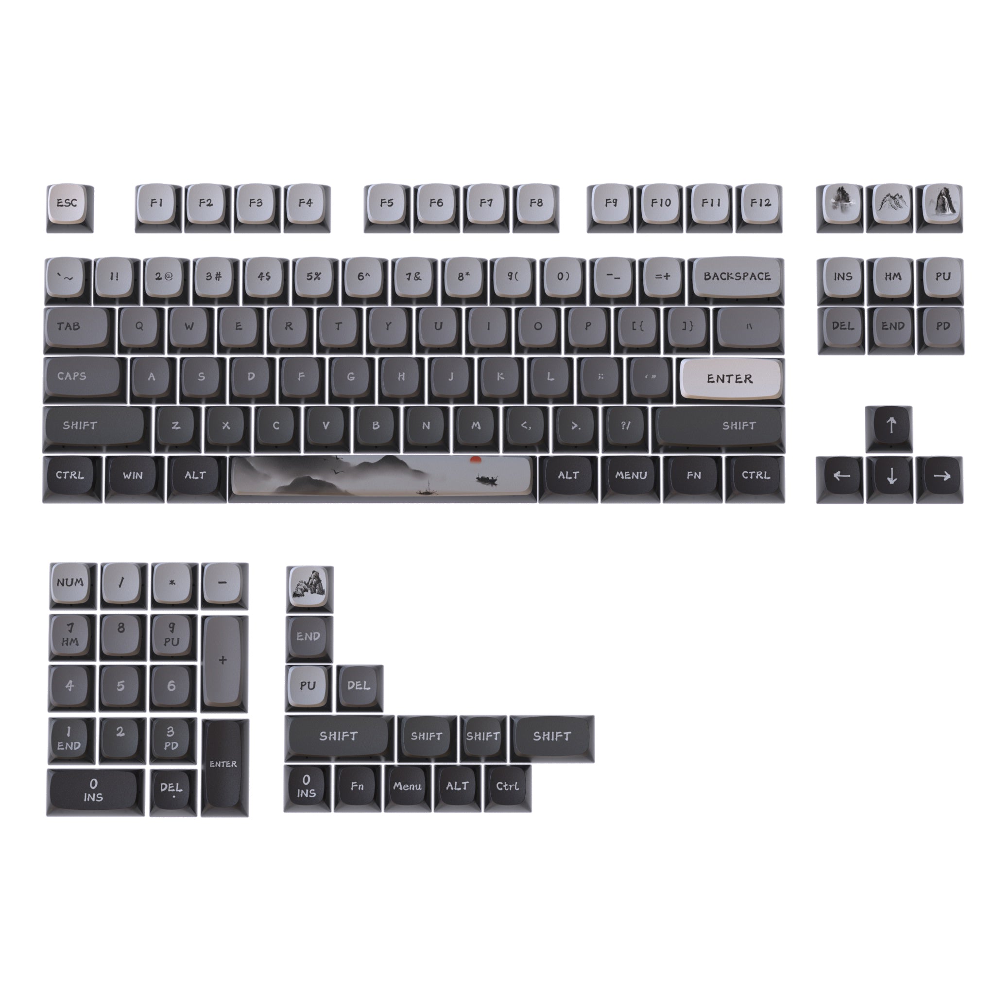 PIIFOX Mountain Fog ASA Profile Pudding Keycap Set 117 Keys