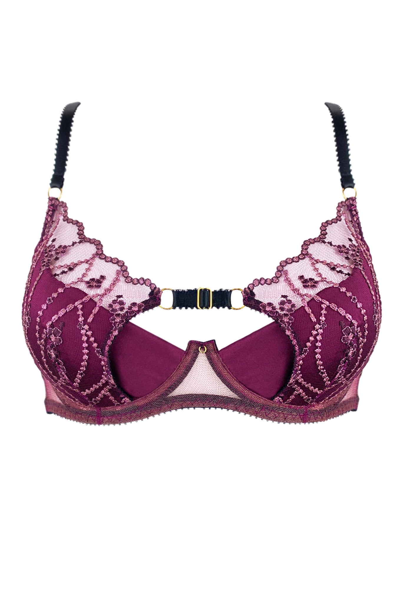 Victorias Secret Push-Up Bra Size 30B Pink With Purple Lace Detail *Like  NEW*