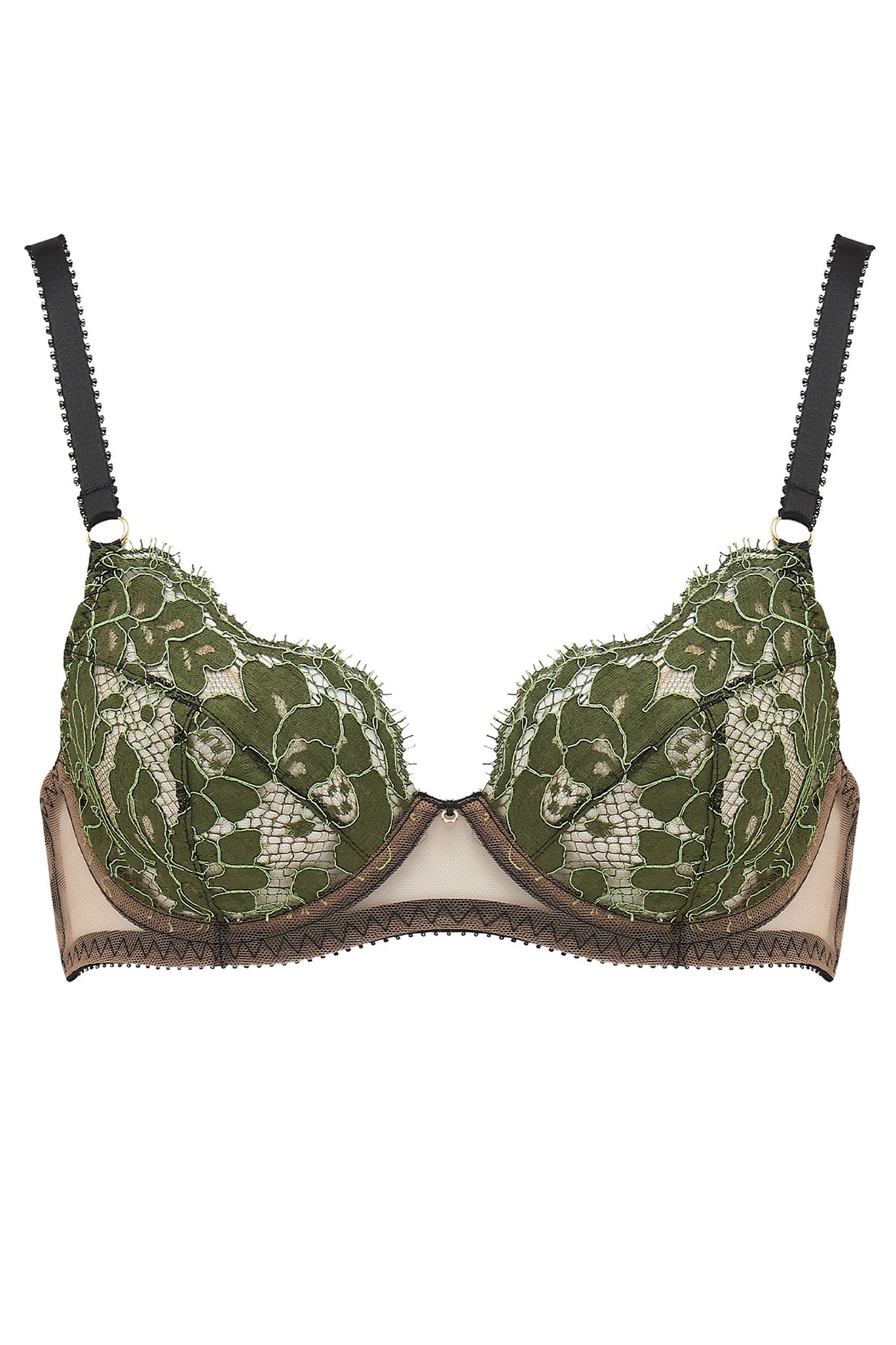 Buy Clovia Green Solid Lace Single Balconette Bras Online at Best