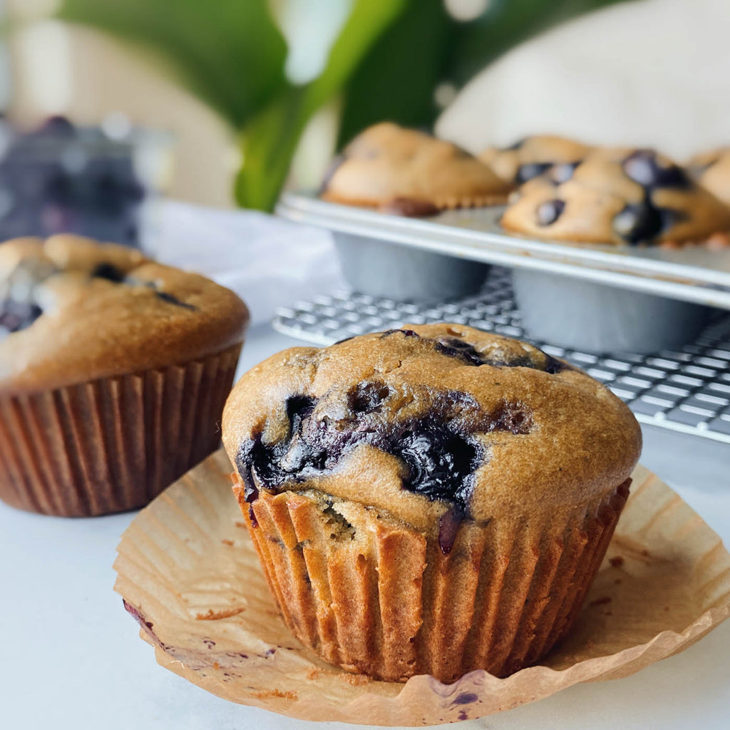 Healthy Sourdough Muffin with Blueberries