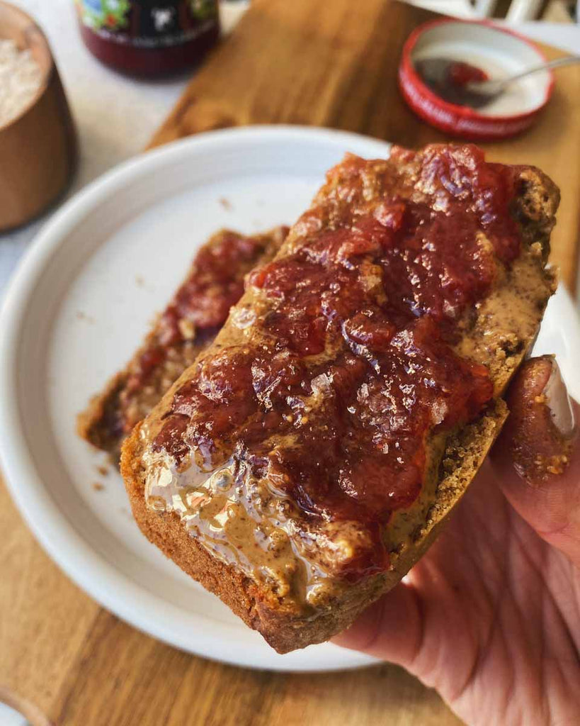 Quick Sourdough Bread with Almond Butter and Jelly