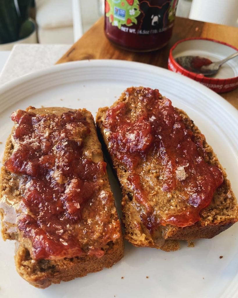 Quick Sourdough Bread Topped with Jam