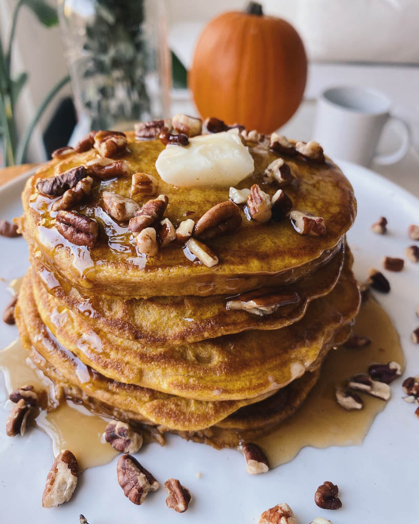 Sourdough pumpkin pancakes with butter