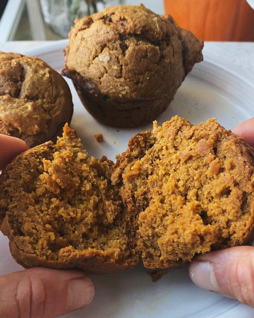 soft and fluffy sourdough pumpkin muffin