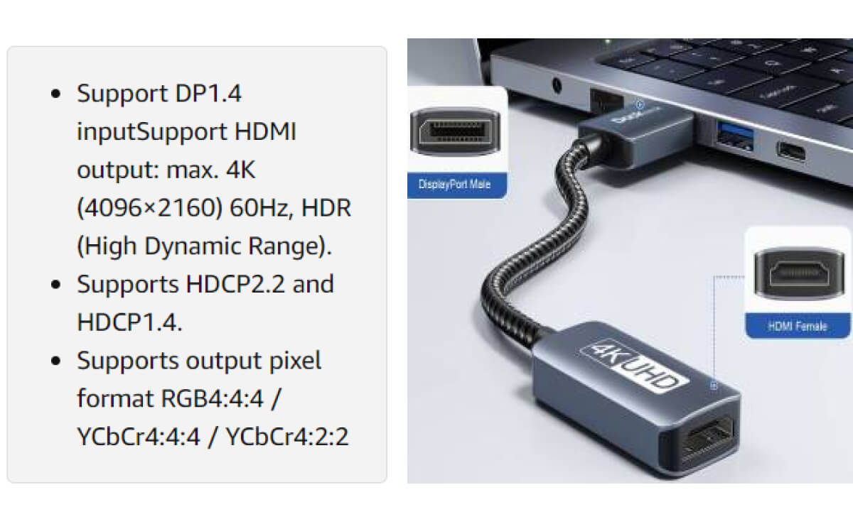 DisplayPort 1.4 to HDMI Active Adapter – Dockteck