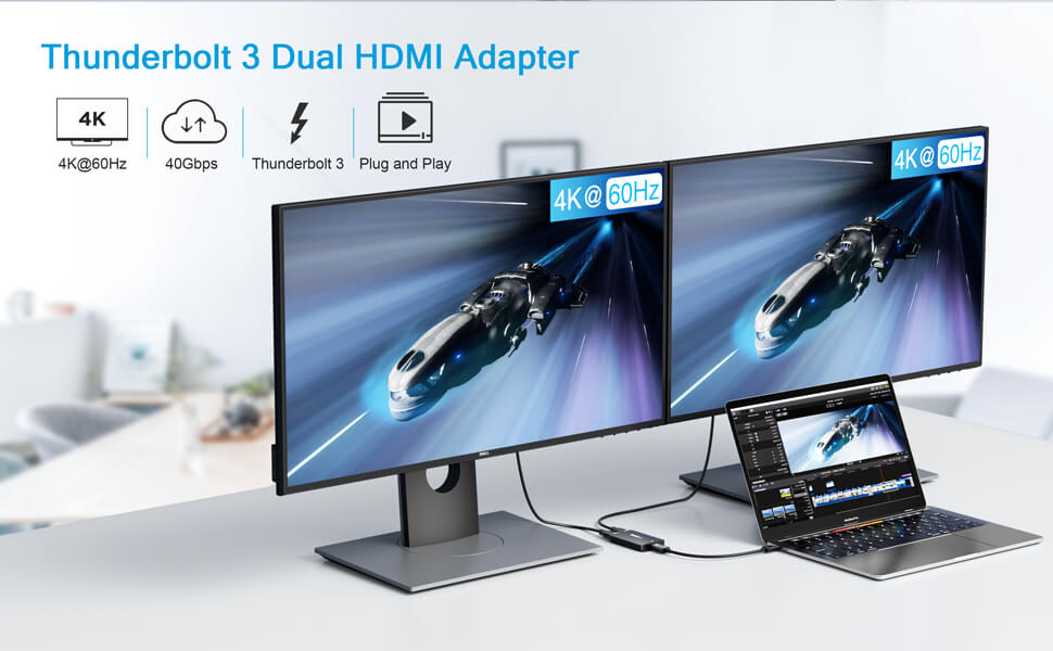 Adaptador de Video StarTech.com Thunderbolt 3 a Doble HDMI 4K 60Hz Plata -  Digitalife eShop