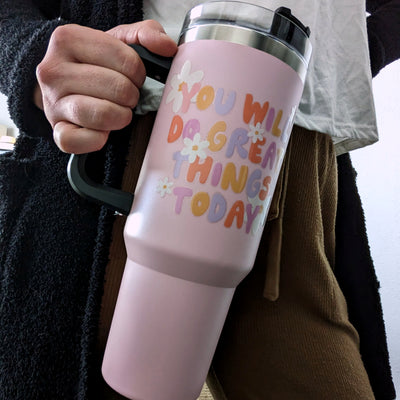 Custom) 40 oz Stanley Style Tumbler, Tiffany Wild and Free