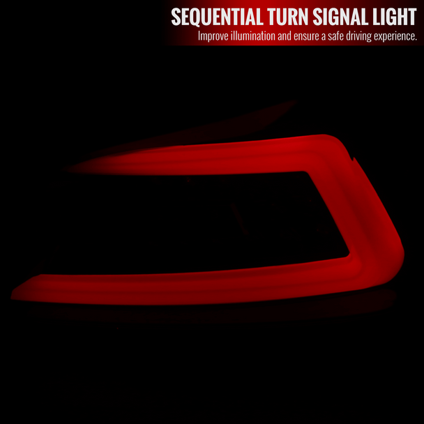 Spec-D Sequential LED Tail Lights Black Housing w/ Clear Lens and White Bar WRX / 2015-2021 STI Subimods.com