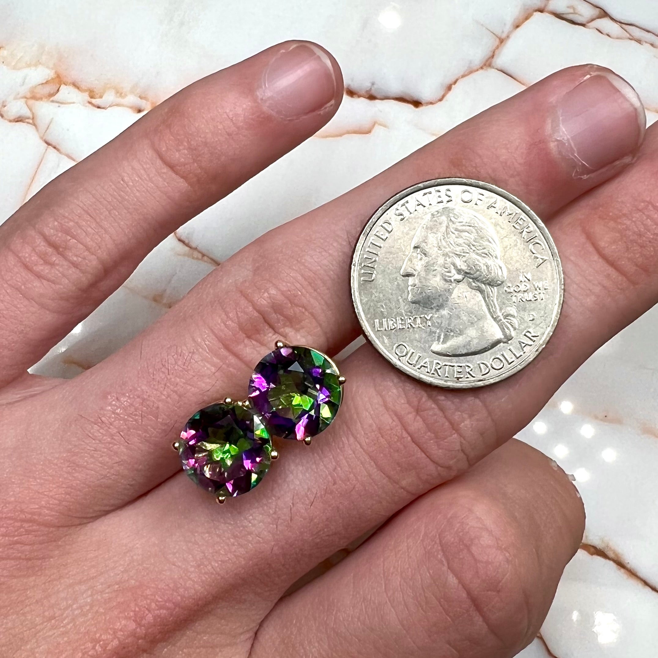 mystic topaz stud earrings