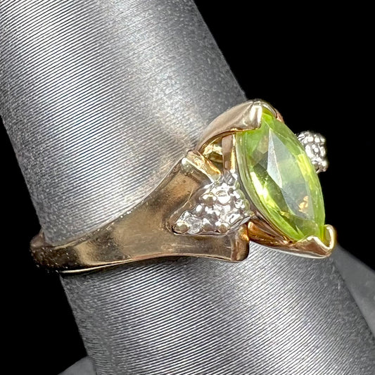 Portuguese Cut Peridot & Diamond Statement Ring in Gold