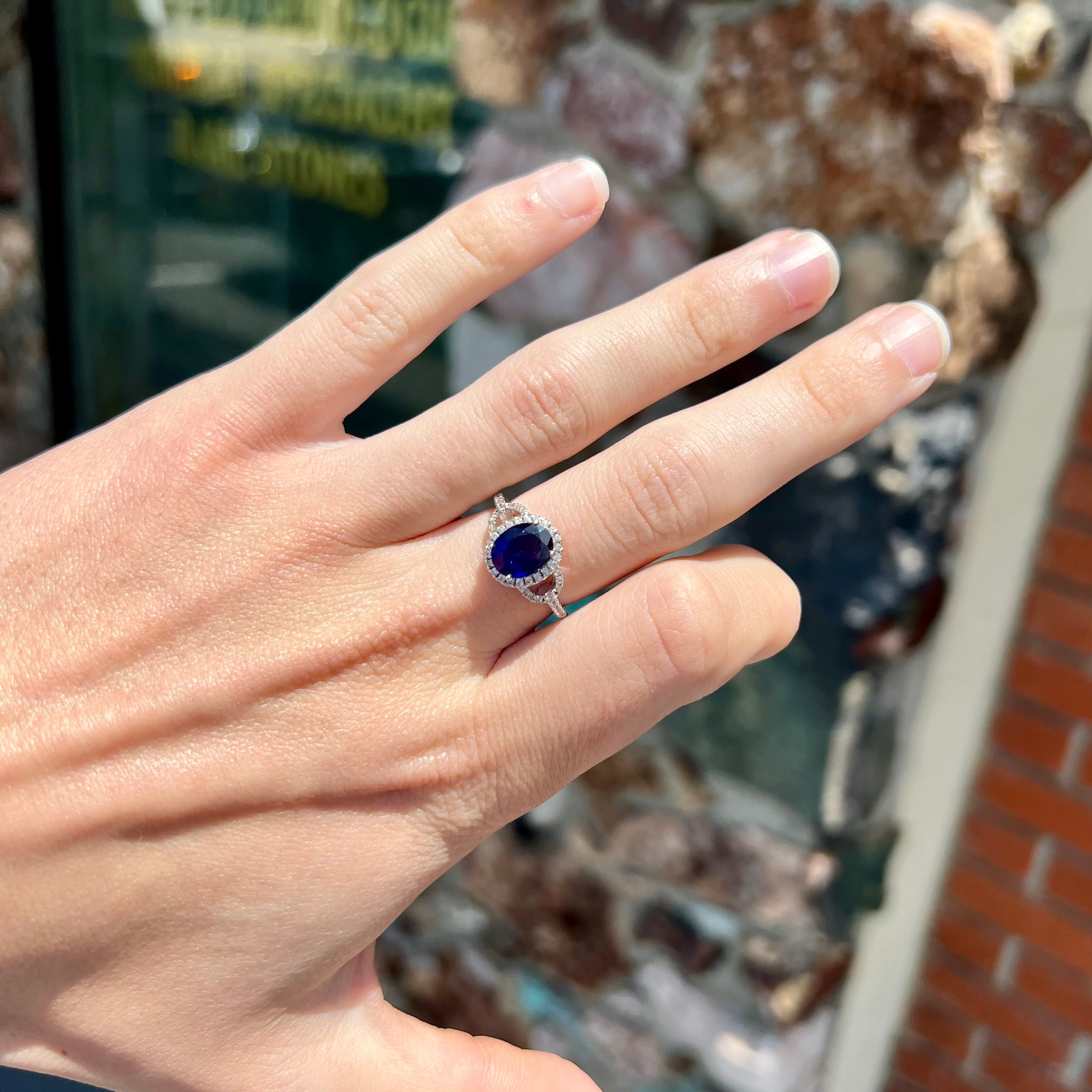 silver ring with sapphire