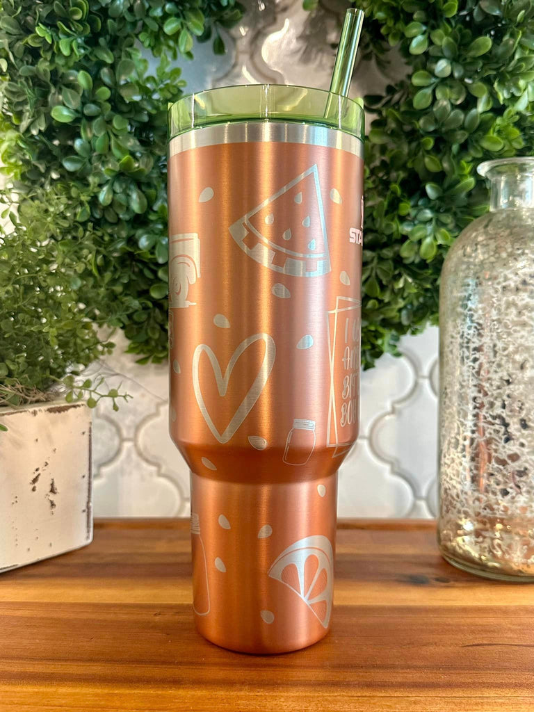 40 Ounce Stainless-steel Bronze Tumbler With Handle Lainey Wilson Watermelon  Moonshine Sublimation Blanks 