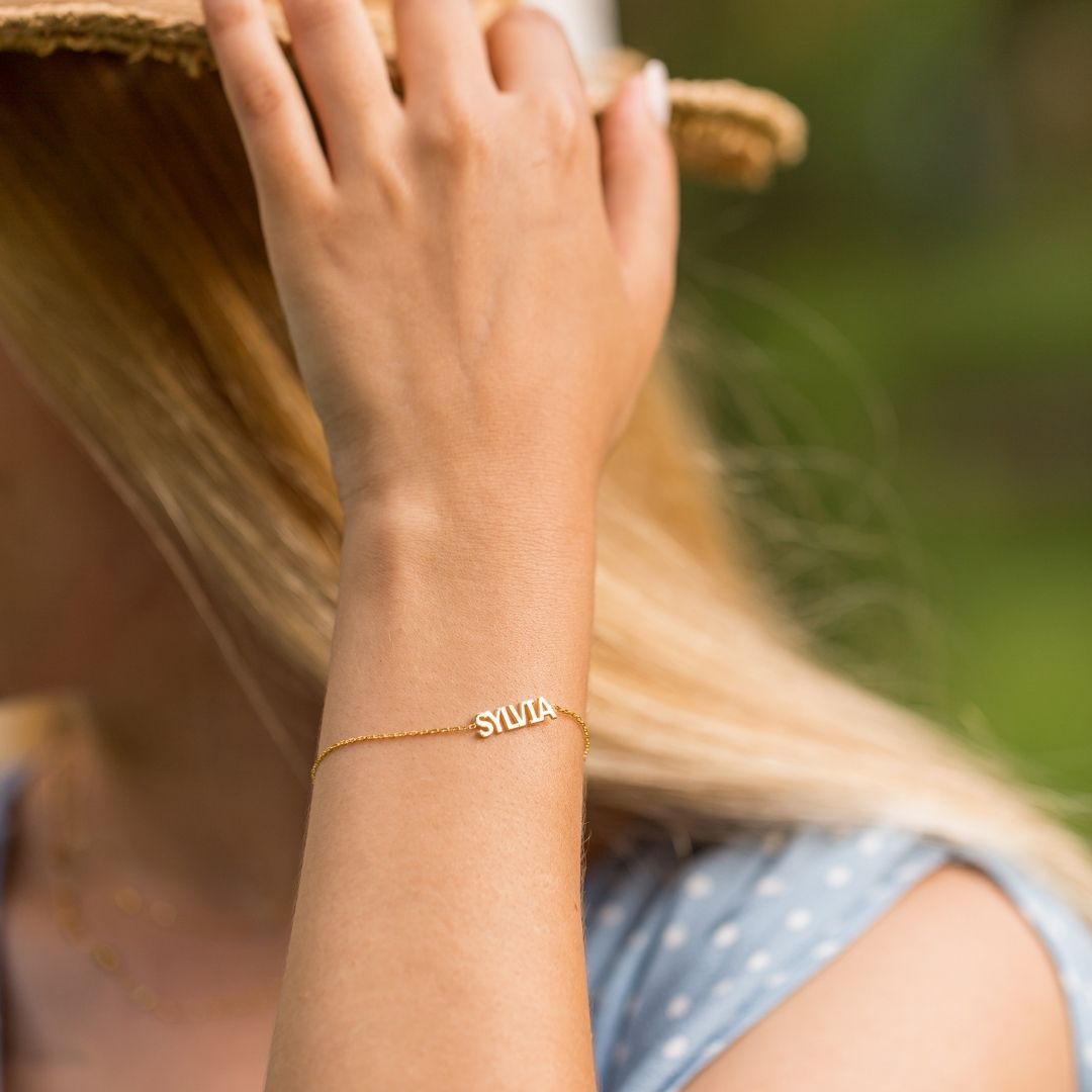 Personalized Gold Letter Bracelet Valentine Giftdouble 