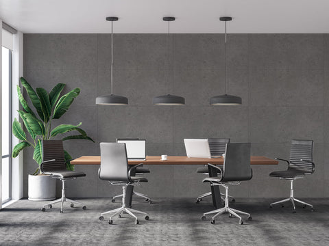 contemporary and simple gray office interior with cement renoboard